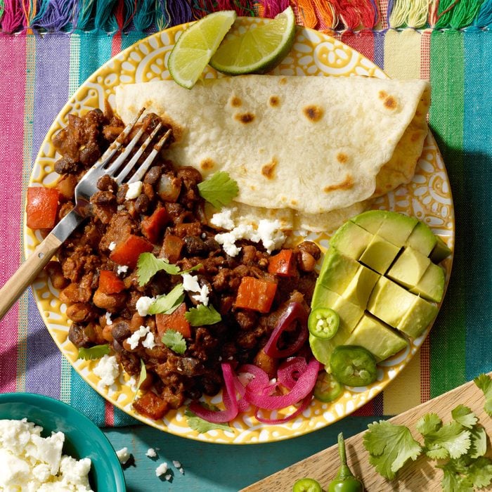 Authentic Day Of The Dead Party baked beans and tortillas