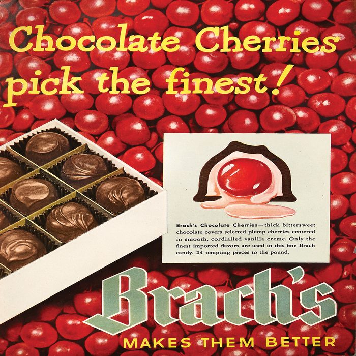 vintage ad for brachs chocolate cherries
