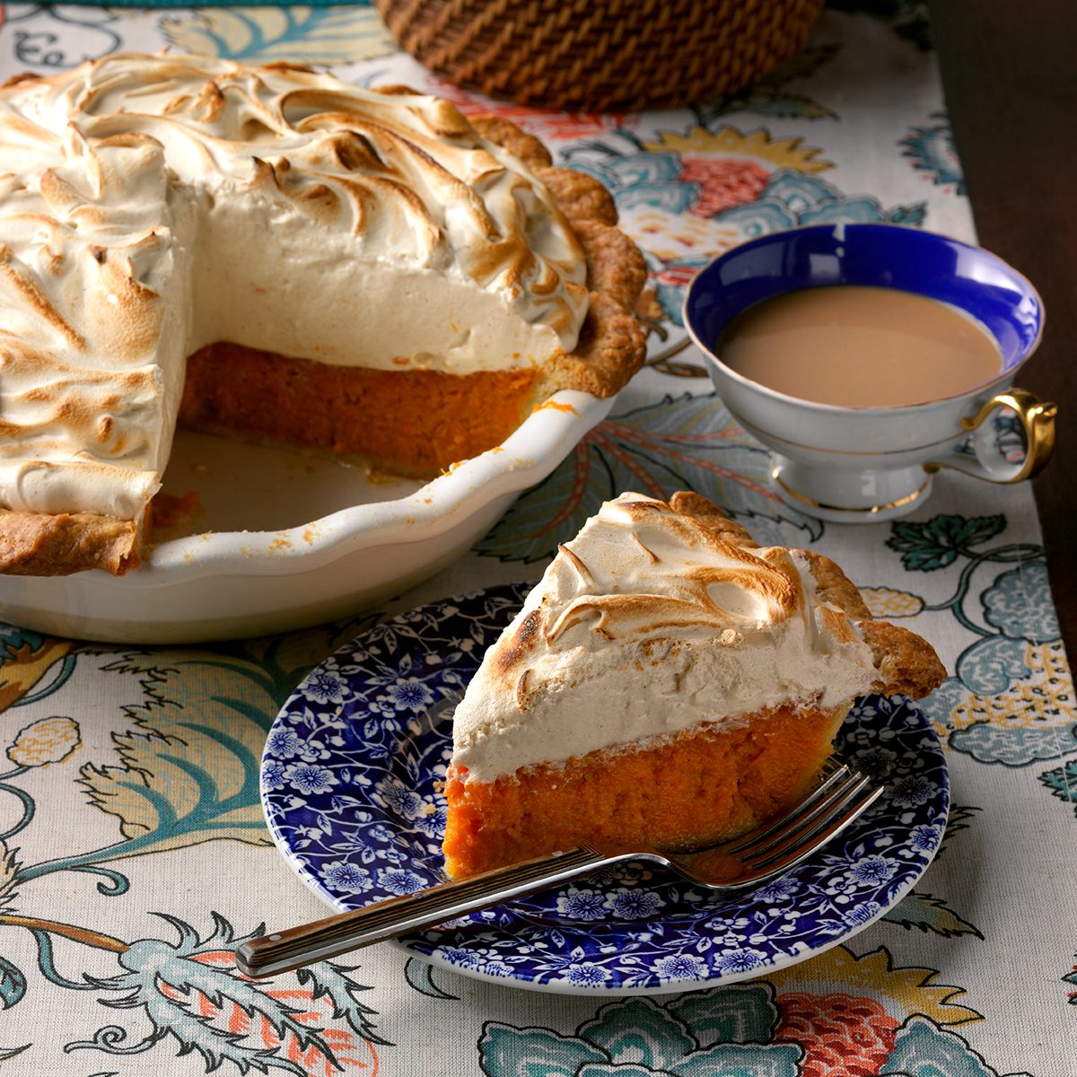 pumpkin pie on festive table