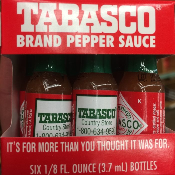 Tiny bottles of Tabasco