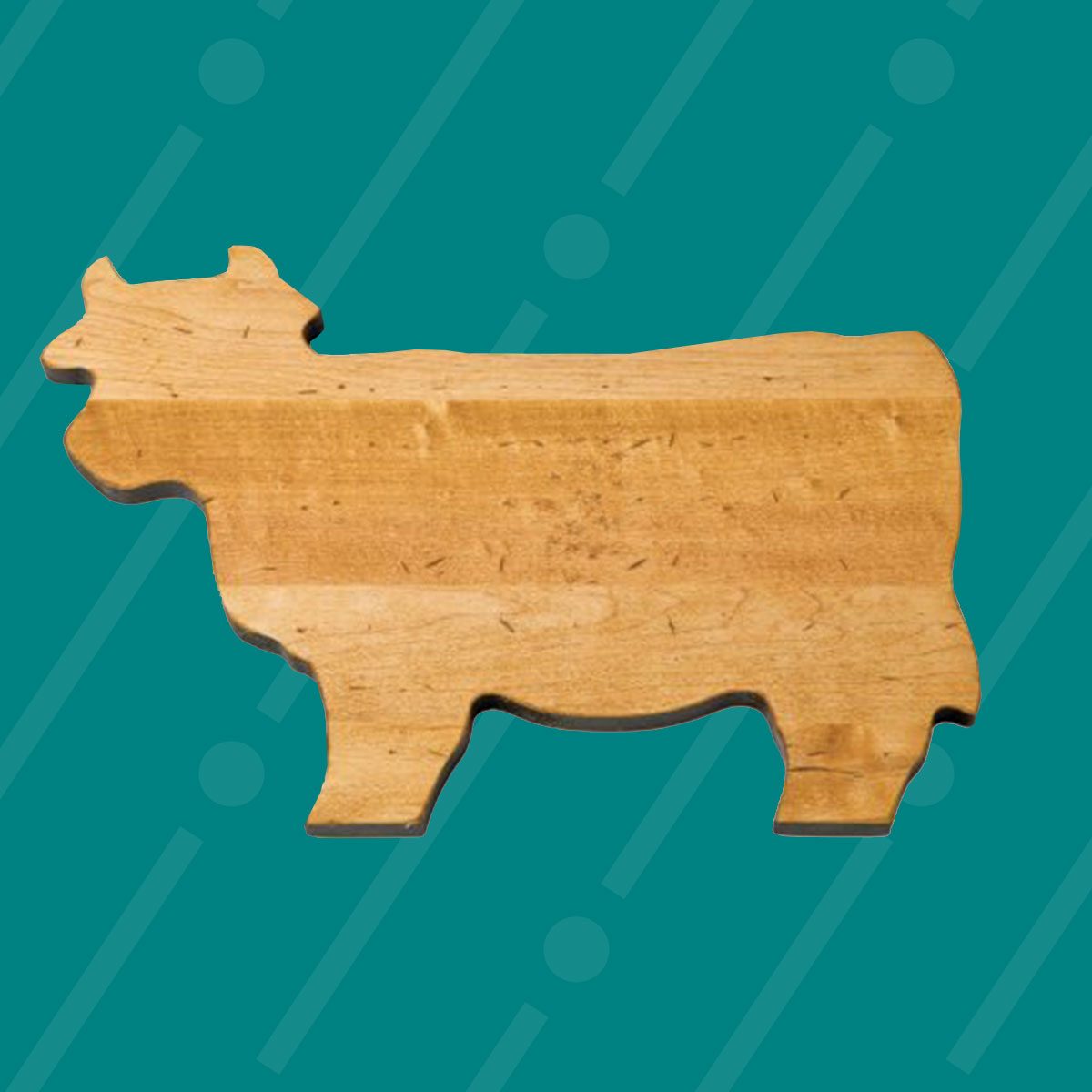 J.K. Adams 14-Inch-by-10-Inch Maple Wood Cutting Board, Cow-Shaped