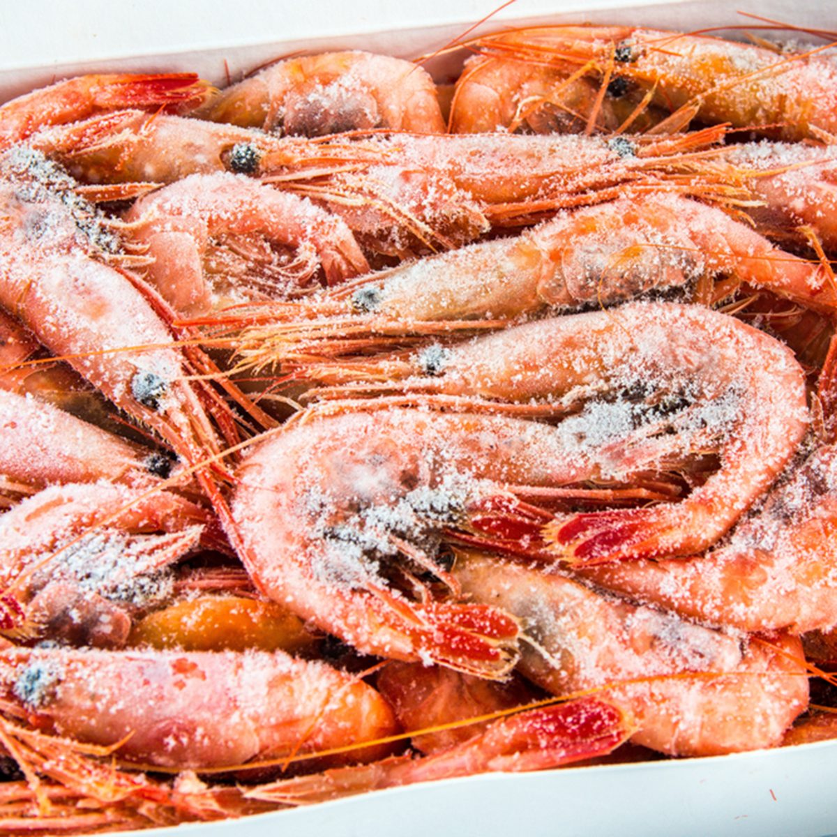 frozen shrimp in a box
