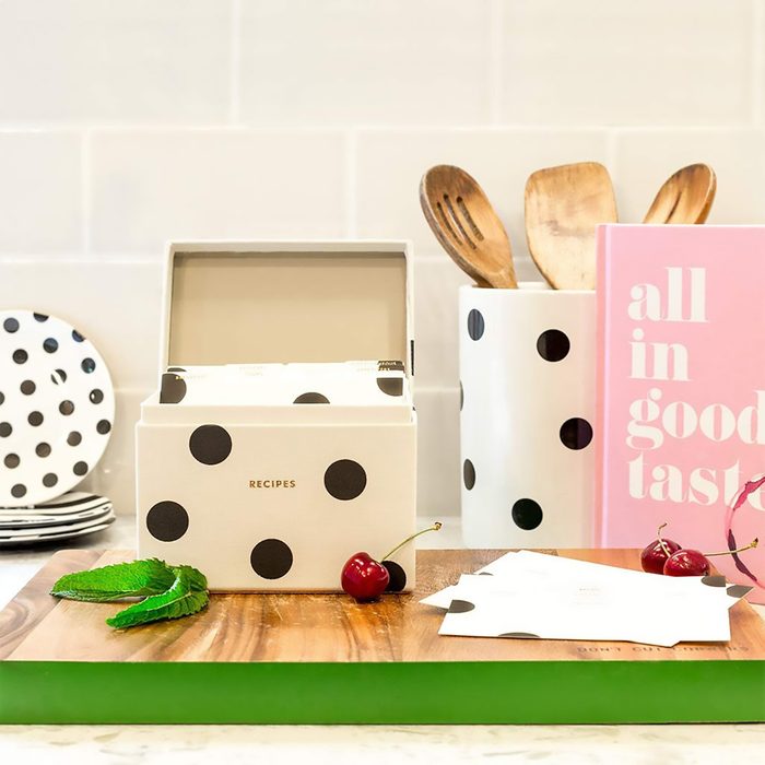 Kate Spade New York Recipe Box with 40 Double Sided Recipe Cards, Deco Dot