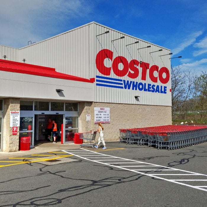 Costco retail wholesaler, people shopping entrance and exit