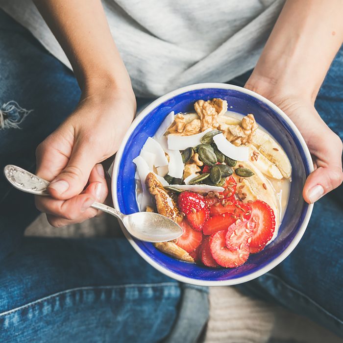 Eating healthy breakfast bowl