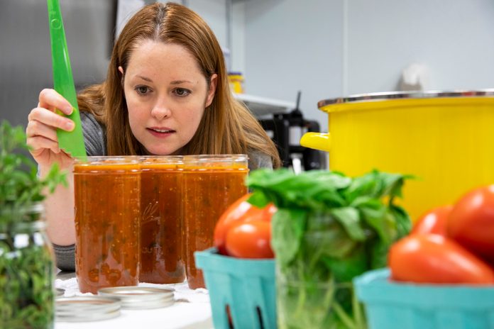 Shannon Norris, Taste of Home senior food stylist, works in the Test Kitchen.