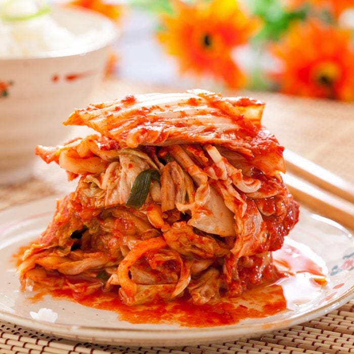 Kimchi salad with rice