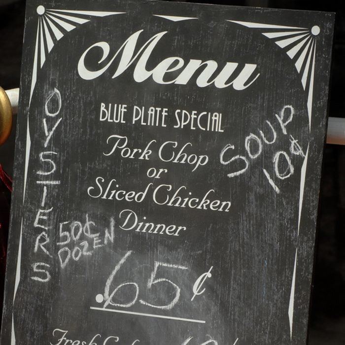 A retro style menu written with chalk on a blackboard