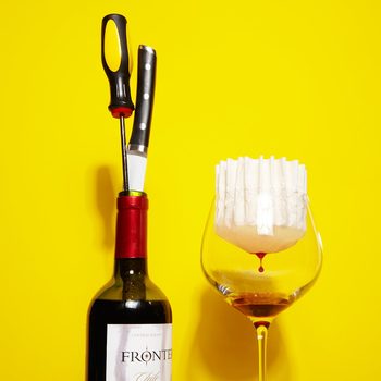 Pushing in wine cork