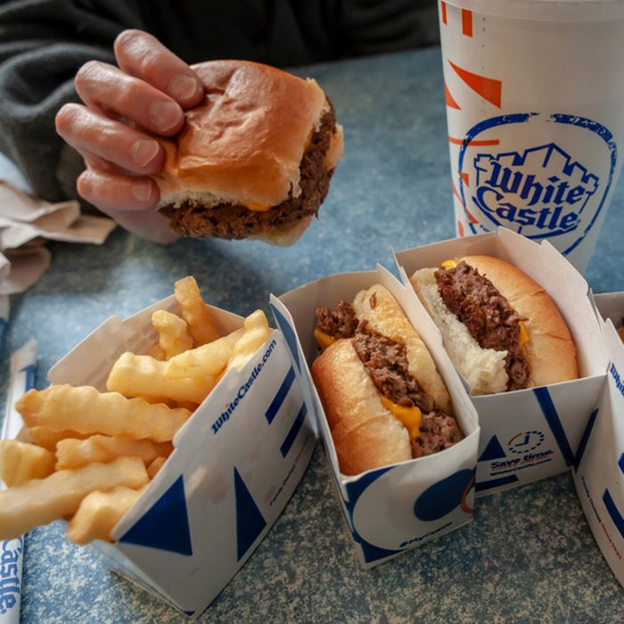 White Castle debuts the Impossible Slider using plant-based "meat" from Impossible Foods, seen in a White Castle in Brooklyn in New York
