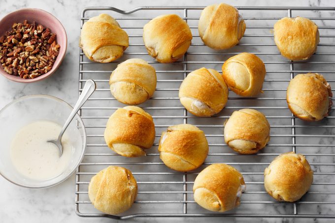 Resurrection rolls cooling on a rack