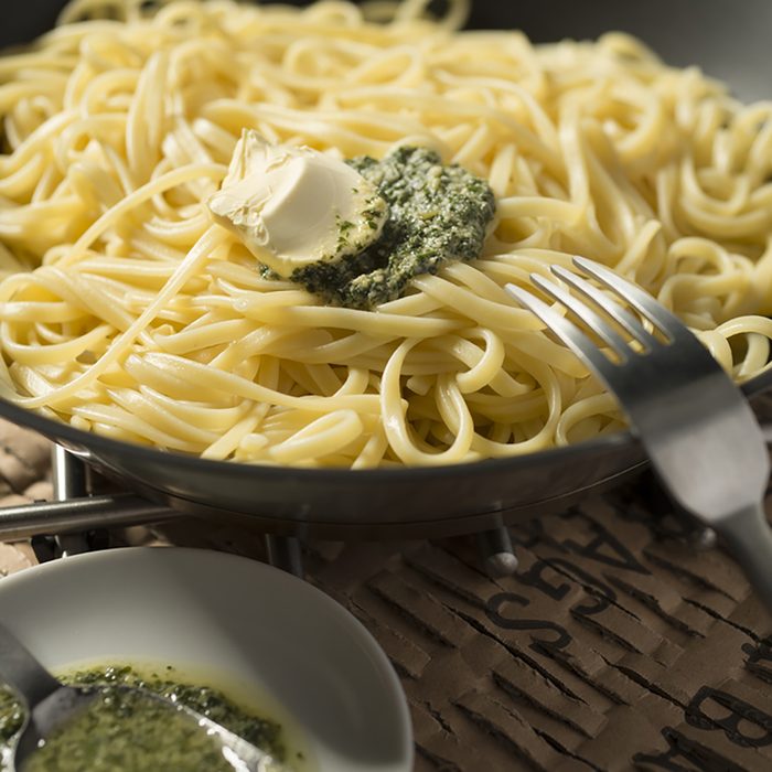 Italian pasta with basil and garlic