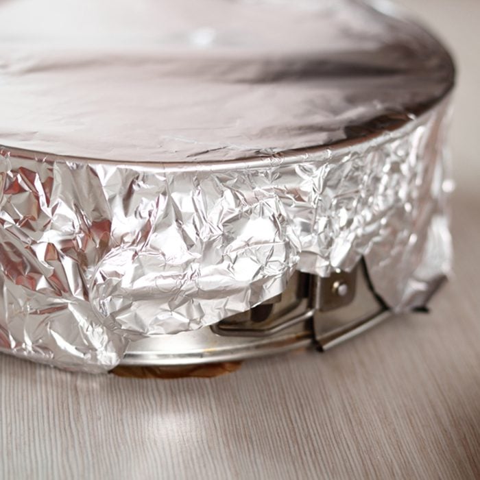 Covering baking pan with foil before and place to fridge.