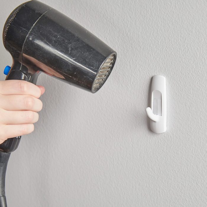 Blow drying hook on wall