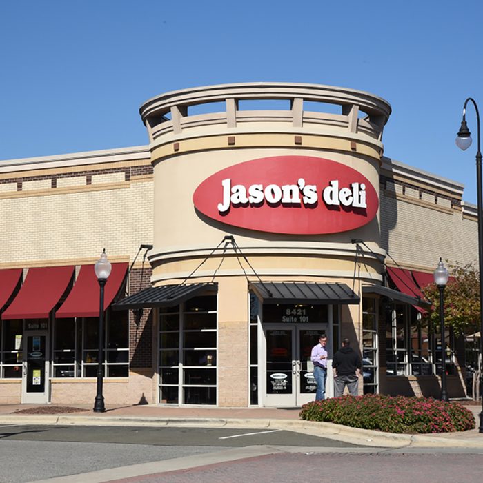 The exterior of a Jason's Deli location in Raleigh.