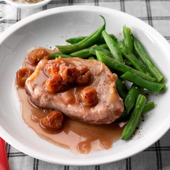 Pressure-Cooker Sweet Onion and Cherry Pork Chops