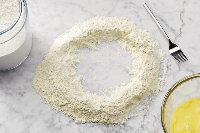 flour mound for homemade pasta