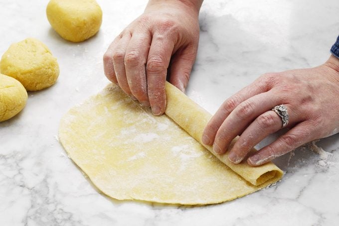 roll up the pasta dough