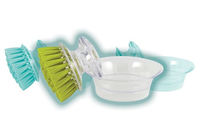 Casabella Shiny Mini Brush Scrubber with Holder, Colors Vary, 3-scrubbers TKP