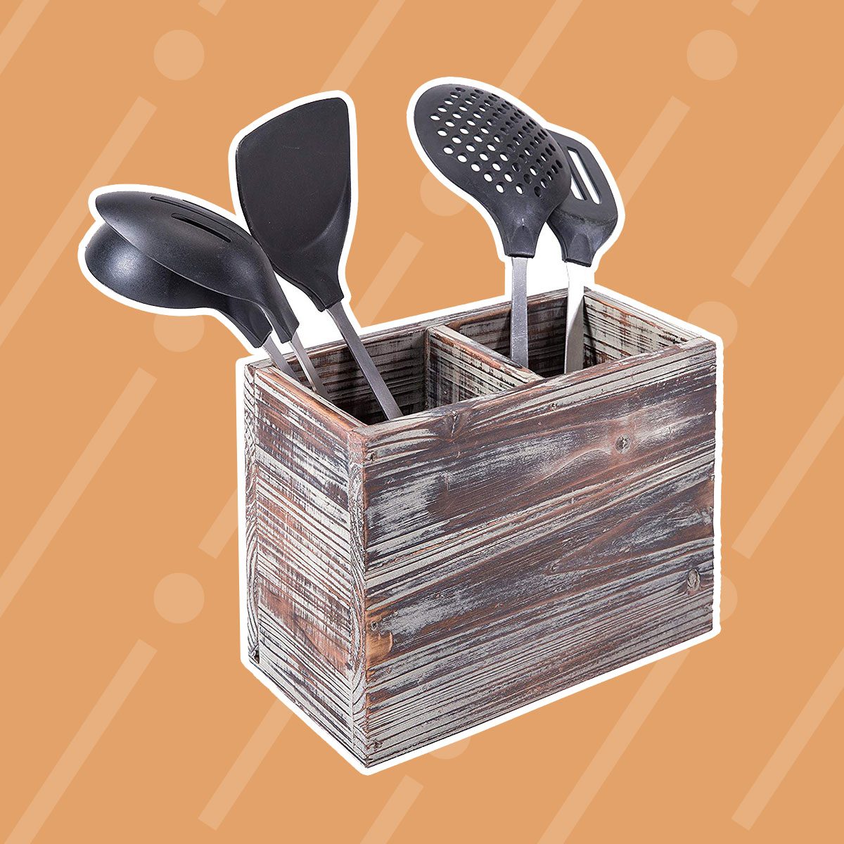 Torched Wood Utensil Box