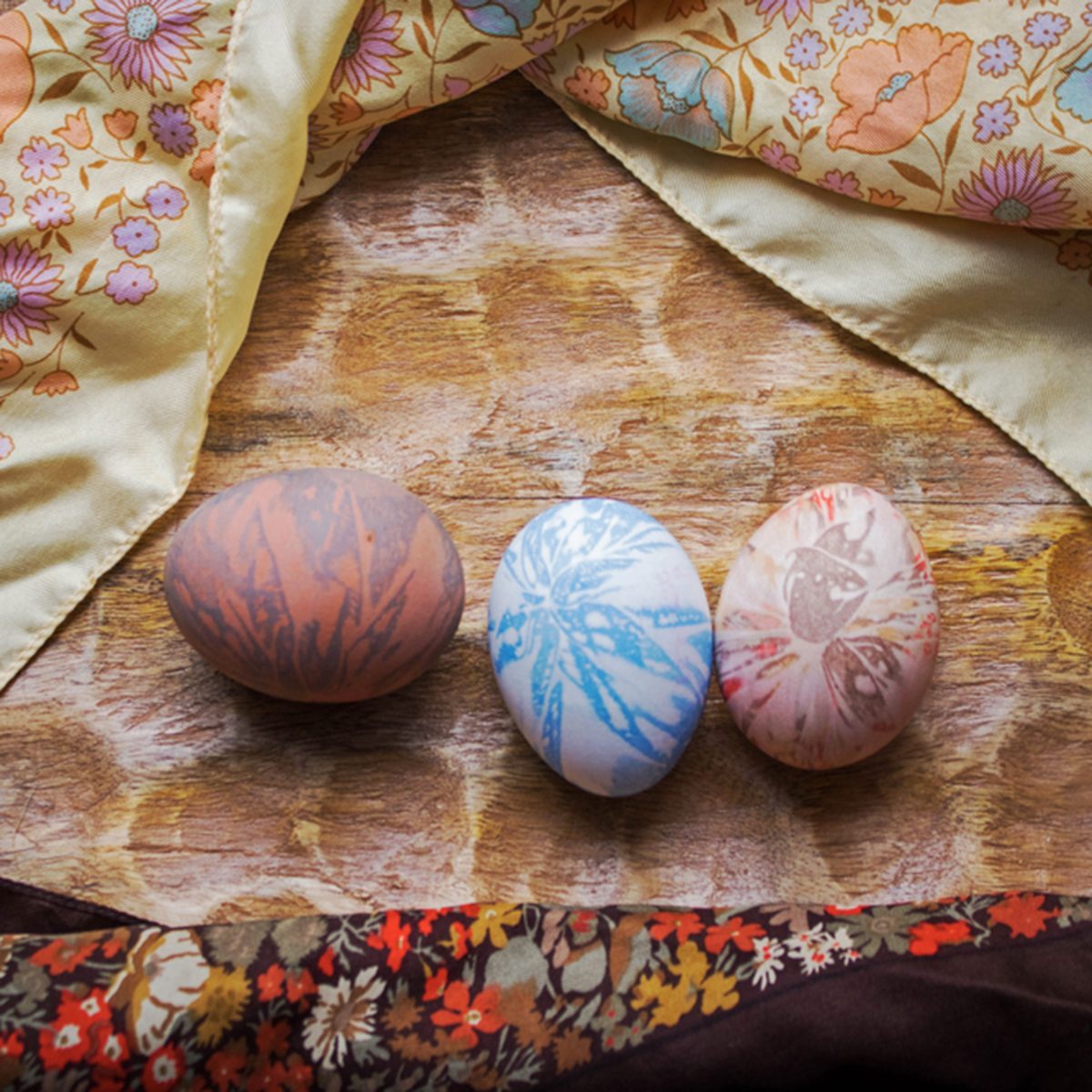 Hand decorated, colorful, pastel, Easter eggs.