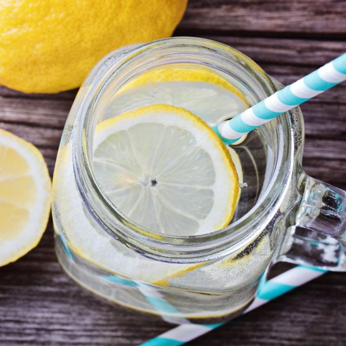 Lemon water top view