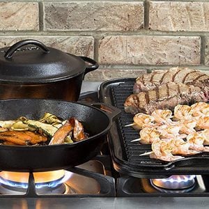 cast iron cookware on a stove