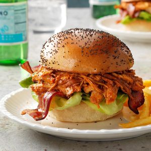 BBQ Bacon Pulled Chicken Sandwiches