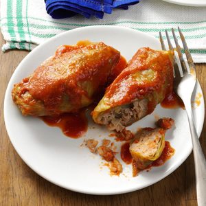 Pressure-Cooker Beef and Rice Cabbage Rolls