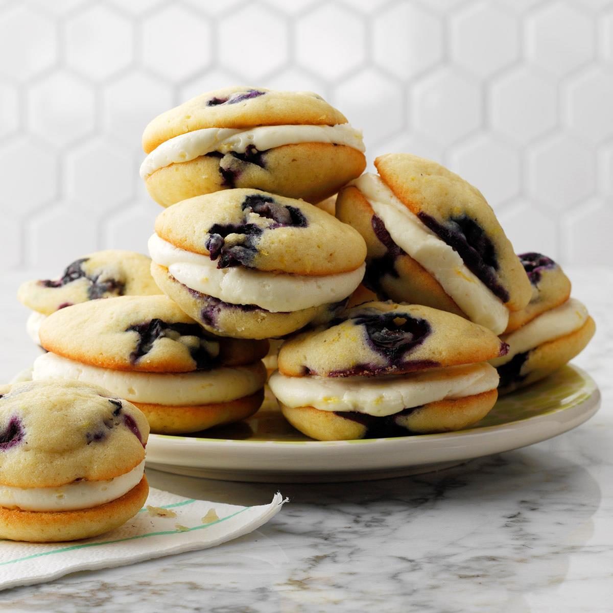 Red Velvet Whoopie Pie with Blueberries