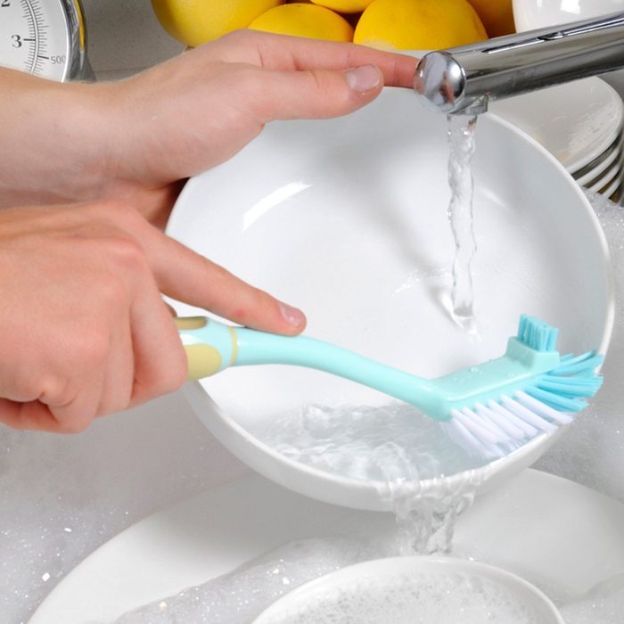 Cleaning dish in sink