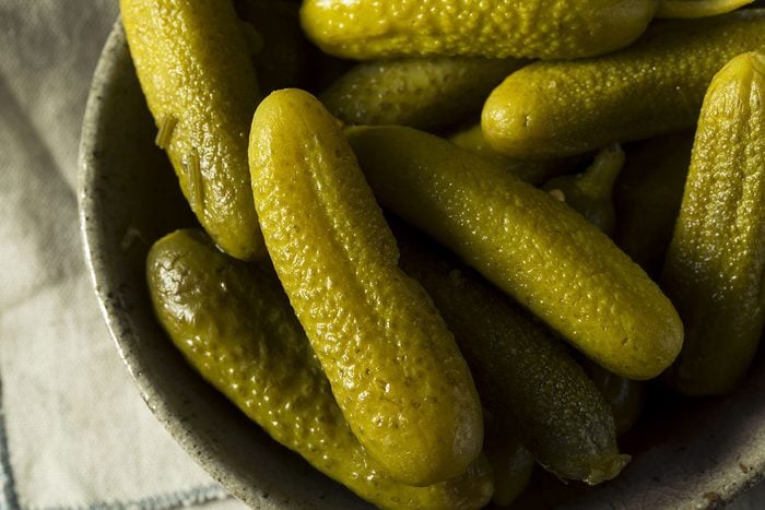 bowl of dill pickles