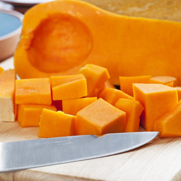 Butternut squash, cut into cubes and ready for cooking