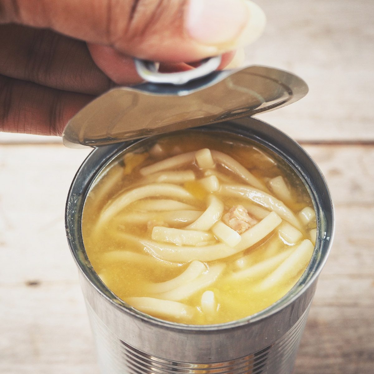Chicken noodle soup in can