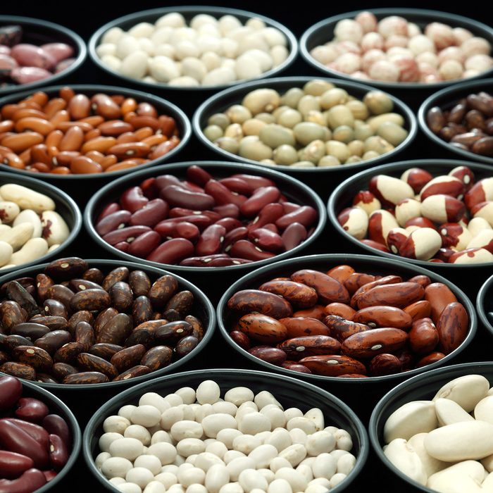 Different types of beans and lentils background