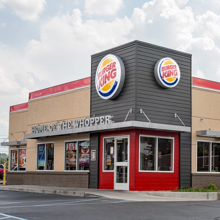 DAYTON, OHIO, USA - MAY 29, 2016: The newest Burger King "20/20" restaurant design with a sleek, contemporary futuristic industrial look includes brick cladding and a covered drive-thru order point. ; Shutterstock ID 428462494; Job (TFH, TOH, RD, BNB, CWM, CM): TOH