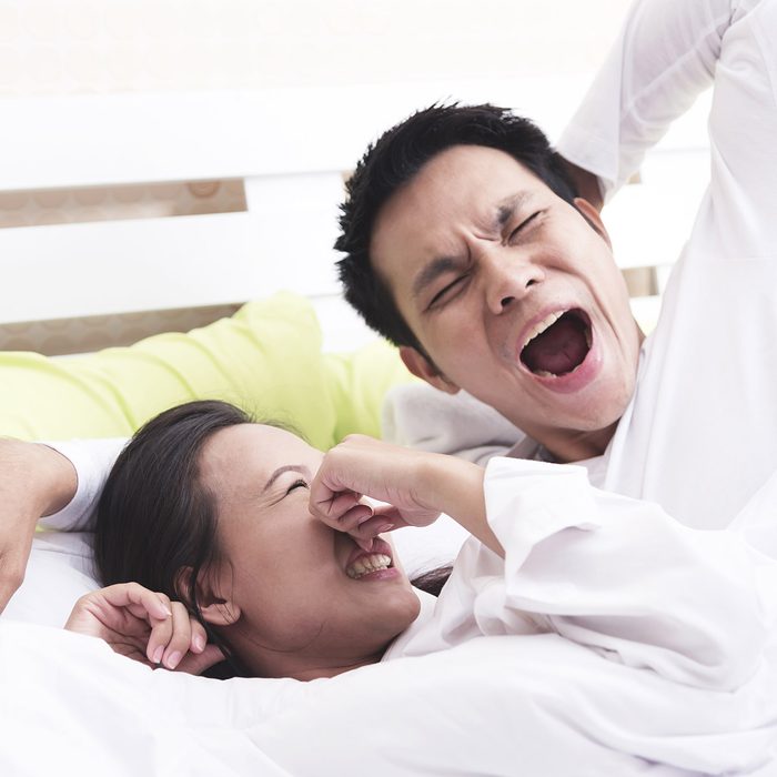 Couple morning bad breath in bed.; Shutterstock ID 654397993; Job (TFH, TOH, RD, BNB, CWM, CM): Taste of Home