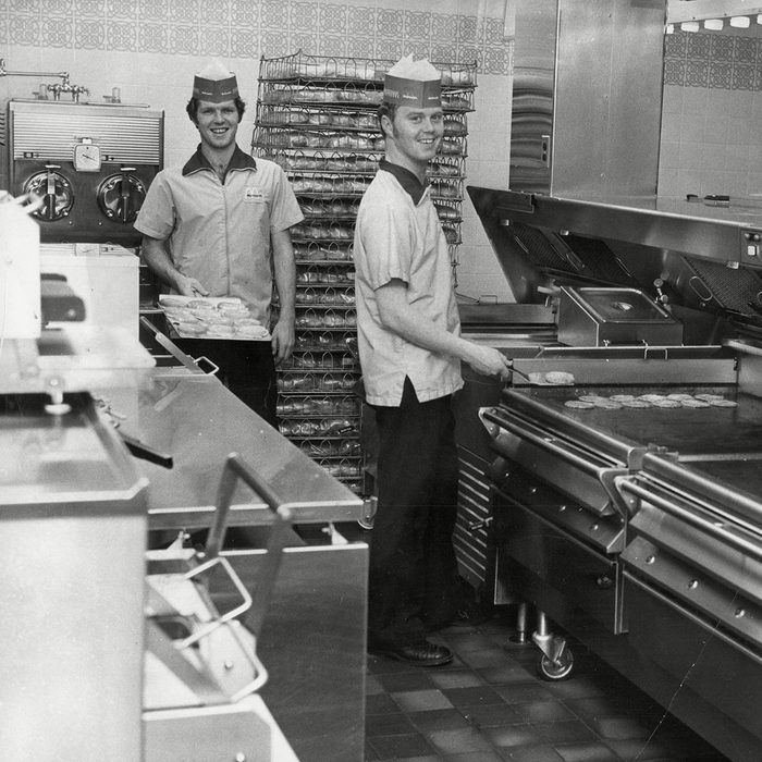 Staff Working In The Kitchen Of Mcdonalds Restaurant In Woolwich - 1974 