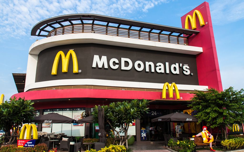 McDonalds restaurant with blue sky at morning on 7 April 2014 in Nakornprathom