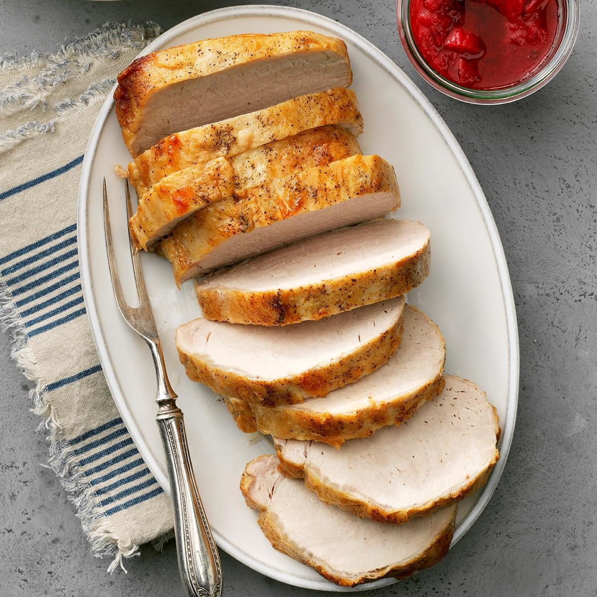 Pork Loin with Strawberry-Rhubarb Chutney