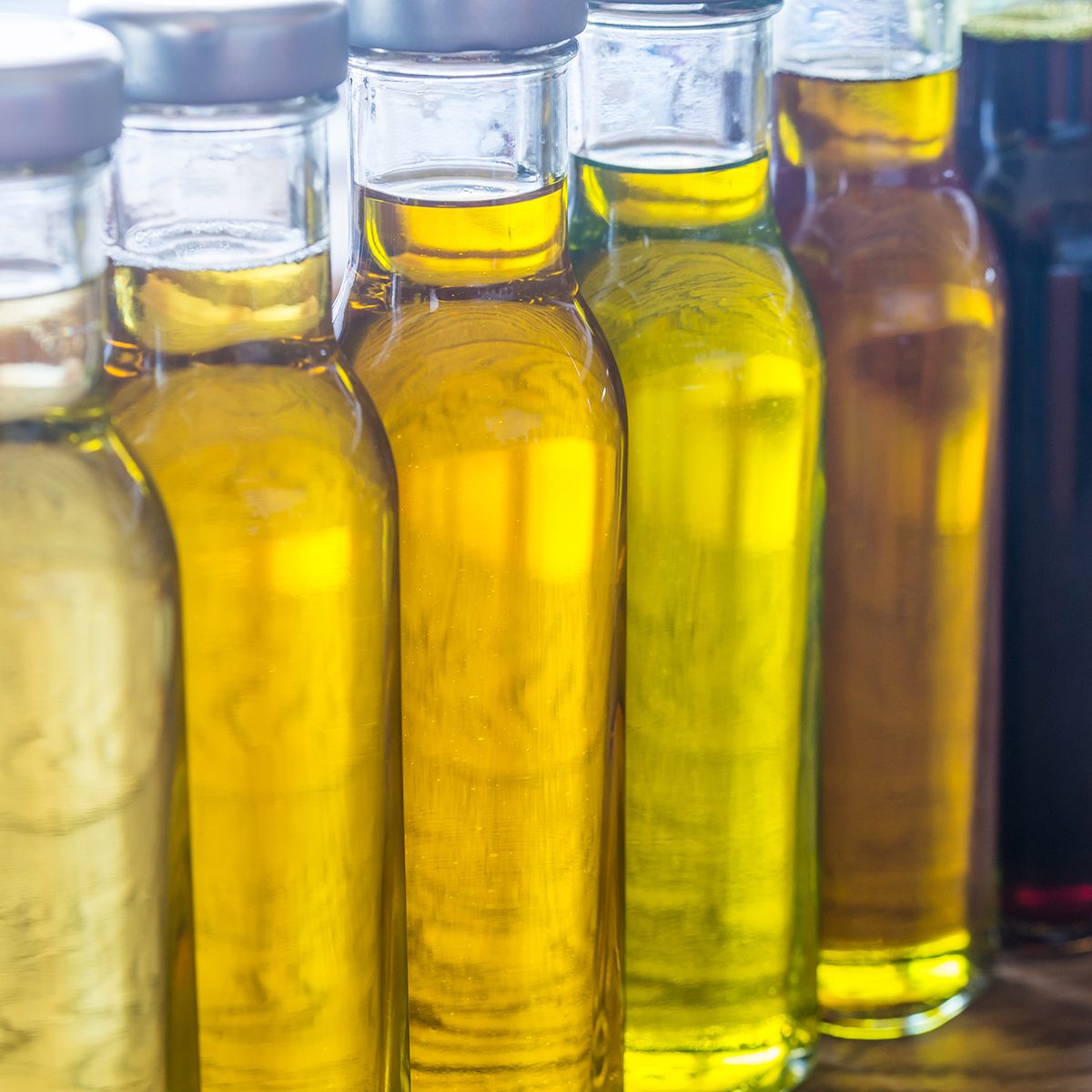 Bottles with different kinds of vegetable oil