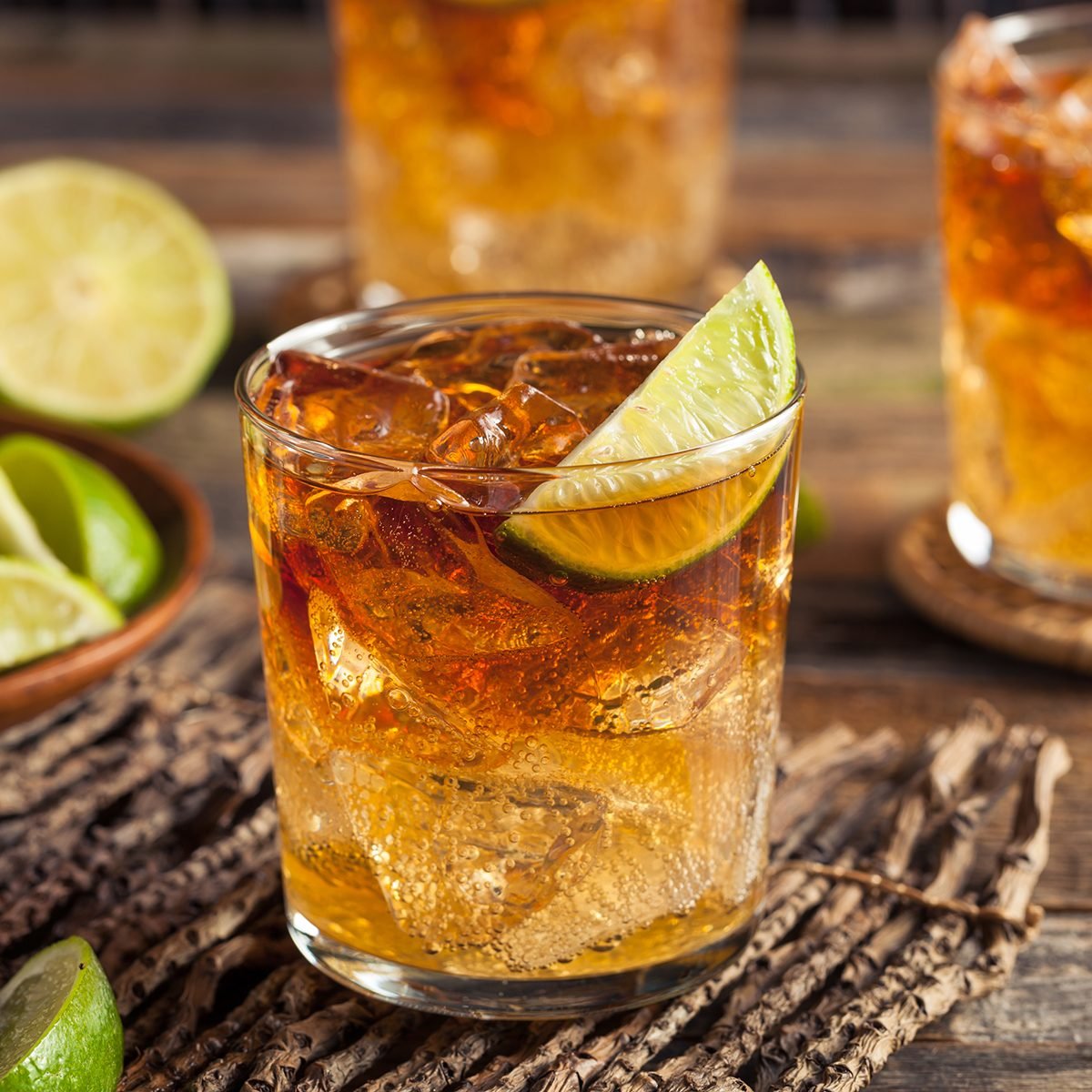 Dark and Stormy Rum Cocktail with Lime and Ginger Beer