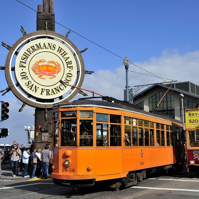 Streetcar and Fisherman's Wharf, San Francisco, California