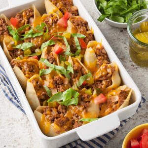 Cheeseburger Stuffed Pasta Shells