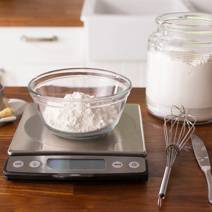 flour on a kitchen scale