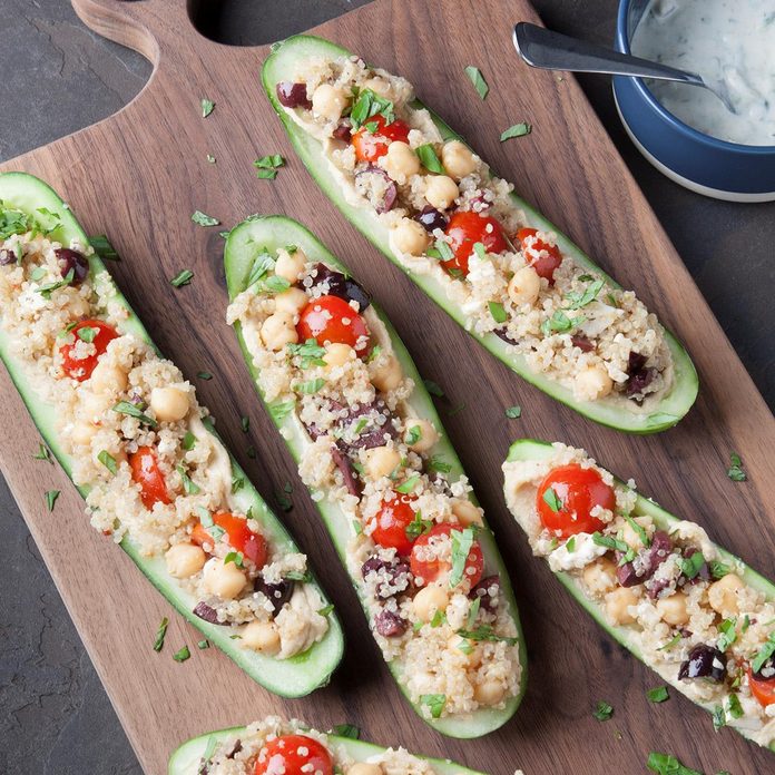 Cucumber and Hummus Boats