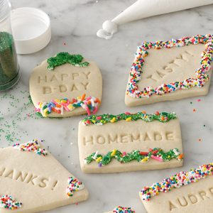 Decorated stamped message cookies