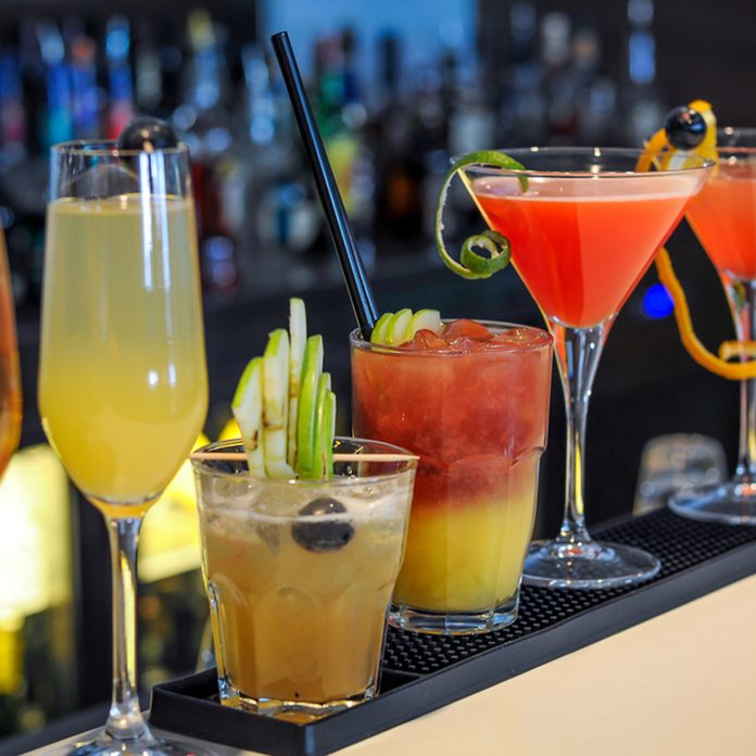cocktails drinks on bar