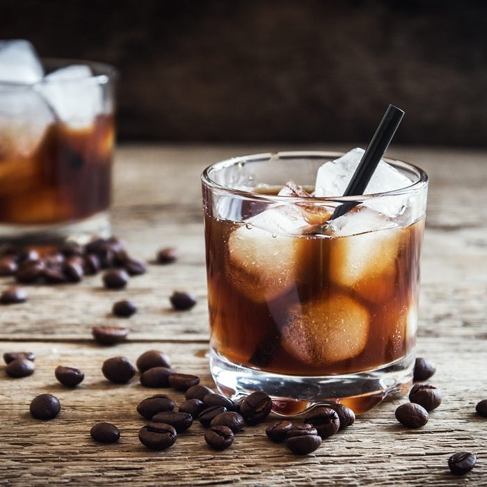 Black Russian Cocktail with Vodka and Coffee Liquor.