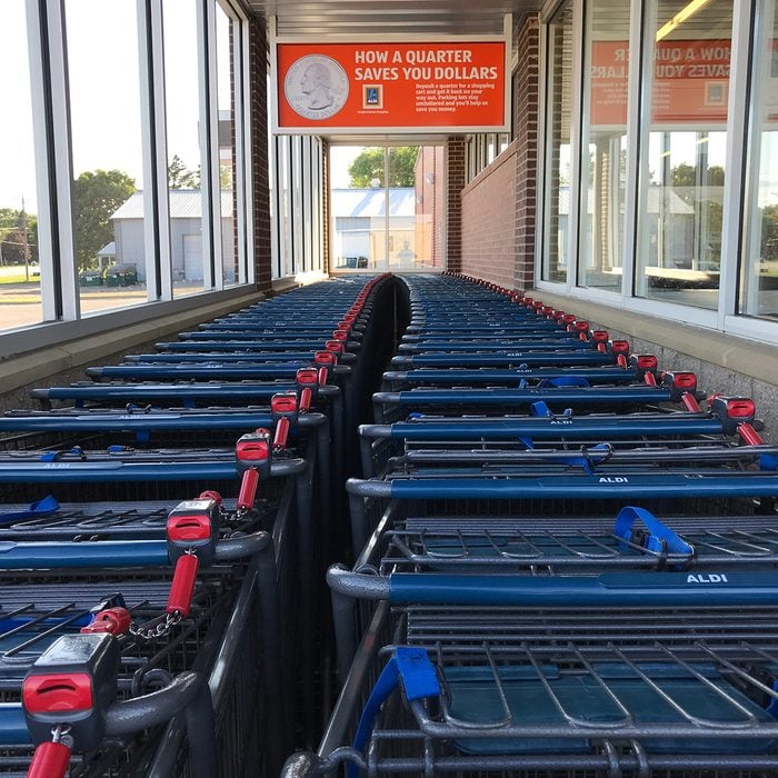 The carts outside an Aldi grocery store in Minnesota.
